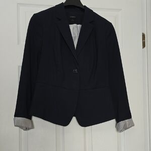 Ann Taylor Navy Blazer with Striped Lining Size 2 ⭐️NWOT⭐️